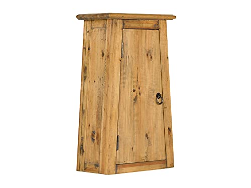 Woodkings® Bad Hängeschrank Rangun Massivholz Pinie braun Badschrank mit Glastür Design Badezimmerschrank Badmöbel Echtholz von Woodkings