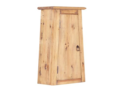 Woodkings® Bad Hängeschrank Rangun Massivholz Pinie braun Badschrank mit Glastür Design Badezimmerschrank Badmöbel Echtholz von Woodkings