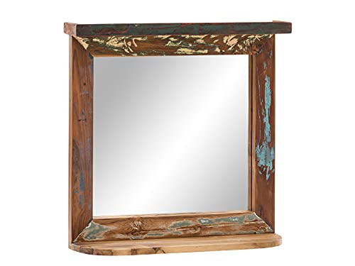 Woodkings® Bad Spiegel Sumana Rahmen Holz braun Badspiegel mit Ablage Wandspiegel Badmöbel Badezimmermöbel Massivholz von Woodkings