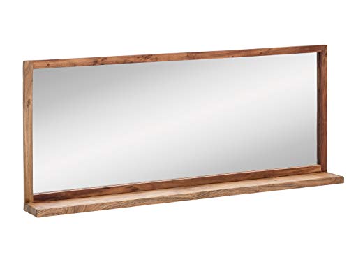 Woodkings Sydney Bad Spiegel I 135x60 cm mit Kleiner Ablage I massiv Holz Rahmen Akazie hell I großer Wandspiegel für Badezimmer I Badmöbel von Woodkings