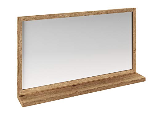 Woodkings Sydney Spiegel I 105x60 cm I massiv Holz Rahmen Wildeiche I rustikaler Badspiegel mit Ablage I großer Wandspiegel für Badezimmer von Woodkings