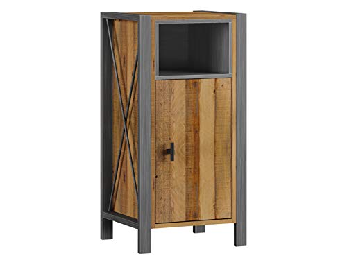 Woodkings® Bad Unterschrank Detroit recyceltes Holz rustikal Metall grau Mix Kommode Industrie Design, Industrial Stil Möbel Badmöbel von Woodkings