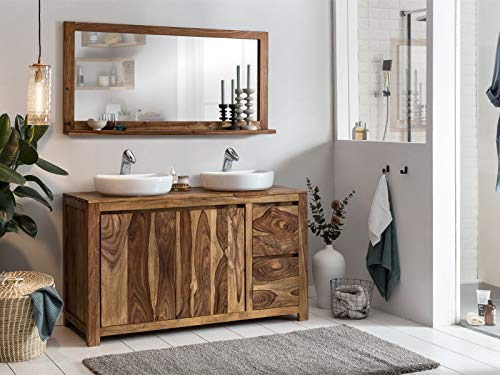 Woodkings® Badset Leeston Waschtisch mit Spiegel aus Palisander Holz Waschtischunterschrank für Doppelwaschtisch massiv Badmöbel Badezimmer Möbel Unterschrank Badschrank von Woodkings