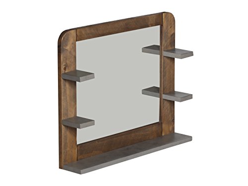 Woodkings® Badspiegel Dingle Holz Pinie Natur rustikal und MDF in Betonoptik grau Spiegel mit Ablage Wandspiegel Badmöbel Badezimmerspiegel von Woodkings