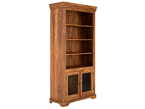 Woodkings® Bücherschrank Merlin Massivholz Palisander Echtholz rustikal Bücherregal Regal Wohnzimmer Möbel Büromöbel von Woodkings