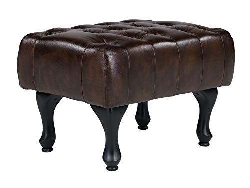 Woodkings® Chesterfield Pittsfield Hocker Echtleder braun Polstermöbel antik Designhocker Federkern unikat Herrenzimmer englisches Leder Stilhocker von Woodkings