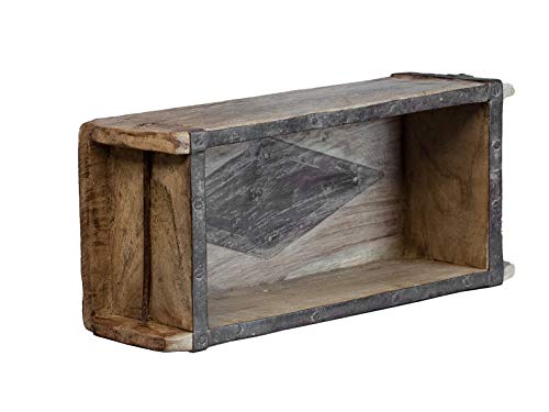 Woodkings® Dekokiste Aufbewahrungsbox Ziegelform Backsteinform Altholz mit Metallbeschlägen Holzbox Gartendeko Shabby Holzkiste Herbstdeko Geschenkidee Weihnachtsdeko Gewürzregal von Woodkings