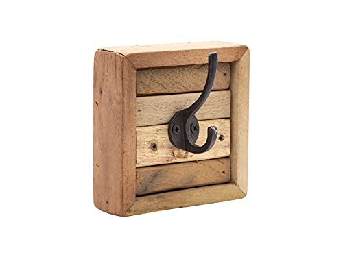 Woodkings® Hakenleiste Kavali 15 cm Altholz rustikal Wanddeko 1 Eisenhaken Dekoobjekt Echtholz massiv Unikat von Woodkings