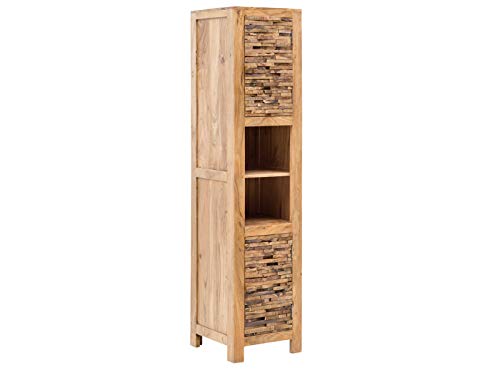 Woodkings® Hochschrank Holz Akazie Badhochschrank Matay rustikal massiv Badmöbel Badezimmer Badezimmerhochschrank Badschrank Wandschrank Massivholz von Woodkings