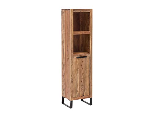 Woodkings Sydney Hochschrank I massiv Holz Regal Akazie hell I BxHxT: 31x125x25 cm I schmaler Badschrank für Ihr Badezimmer I von Woodkings