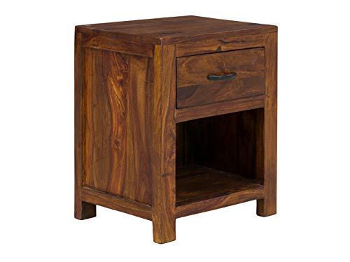 Woodkings® Nachttisch Palison Holz Palisander Schlafzimmer Beistelltisch Nachtkommode Nako Design Massive Naturmöbel Echtholzmöbel mit Schublade (braun) von Woodkings