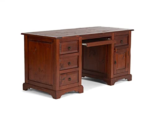 Woodkings® Schreibtisch Catana 160x70, Massivholz rustikal, Pinie braun, Arbeitstisch, Bürotisch Büromöbel Computertisch, Chefschreibtisch von Woodkings