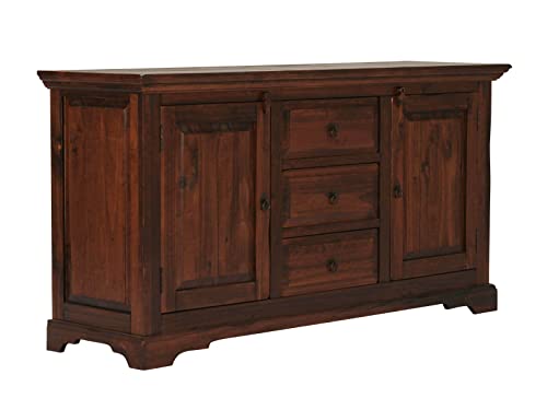Woodkings® Sideboard Catana 170 x 50 I Massivholz I rustikale Anrichte im Kolonialstil I Design Kommode mit viel Stauraum und Schubkästen I Holz Wohnzimmer Möbel von Woodkings