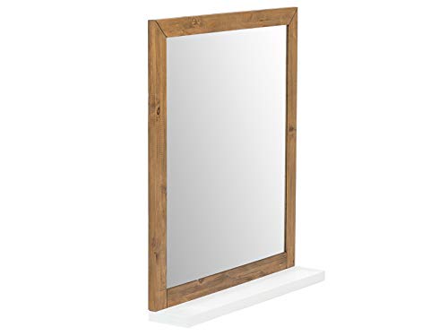 Woodkings® Spiegel 80x70cm Burnham Echtholz recycelte Pinie Natur rustikal Badspiegel in Beton Optik Möbel Badmöbel Badezimmerspiegel (Weiß) von Woodkings