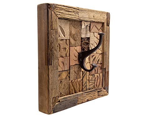 Woodkings® Wandbild Kavali mit Haken Rahmen Altholz Unikat 30x30 rustikal Wanddeko Dekoobjekt Echtholz Rahmen massiv Unikat von Woodkings