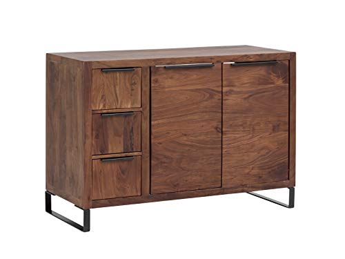 Woodkings Sydney Waschtisch I BxHxT: 105x74x45 cm aus massiv Holz Akazie dunkel I 2-türiger Waschtischunterschrank mit Schubladen I Badezimmer Unterschrank I rustikales Badmöbel von Woodkings