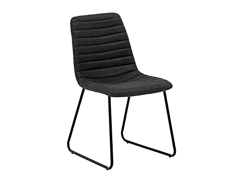 Woodkings 2X Stuhl Milton, Kufenstuhl, Stoff grau, Metall, Esszimmerstuhl modern, Designstuhl, Metallstuhl, Küchenstuhl (2er, Schwarz) von Woodkings