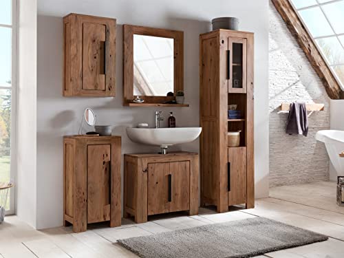 Woodkings Badmöbel Set Auckland Echtholz Akazie massiv Badmöbel Set Badezimmerset Badschrank Set Bad Design Massivholz von Woodkings