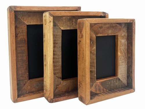 Woodkings Bilderrahmen-Set Sumatra | 3er Set aus Altholz | 3 Größen Holzrahmen Wanddeko Wohnzimmer Flur Schlafzimmer | rustikal kreativ individuell von Woodkings