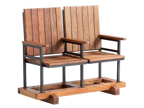Woodkings Kinostuhl Cobi | 2-Sitzer Kinobank 103cm | Retro Sitzbank stylisch für Wohnzimmer, Bar, Wartebereich | Massivholz & Metall - Stabil von Woodkings