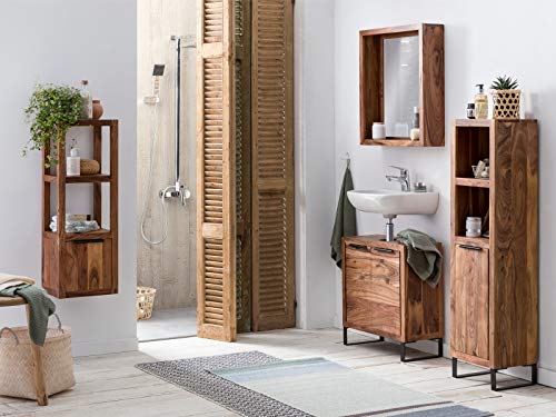 Woodkings Sydney Badmöbel Set I 4-teilig I Massivholz Akazie hell I schmale Schränke für das Badezimmer von Woodkings