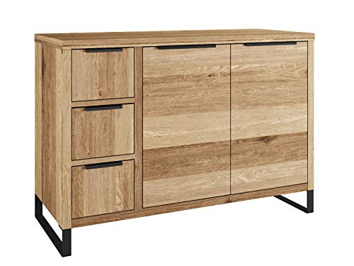 Woodkings Sydney Waschtisch I BxHxT: 105x74x45 cm I aus massiv Holz Wildeiche I edler Waschtischunterschrank für das Badezimmer I Badmöbel auch für Gästebad I schwarzer Metallfuß optional von Woodkings