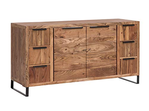 Woodkings Sydney Waschtisch I BxHxT: 138x74x45 cm I massiv Holz Akazie hell I großer 2-türiger Doppelwaschtisch mit Schubkästen I Badezimmer Waschplatz I rustikler Bad Unterschrank von Woodkings