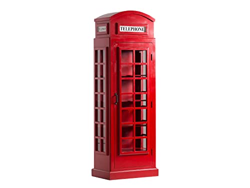 Woodkings Vitrine Telefonzelle britisch I Holz Rot I Glasschrank I London Schrank I Glasschrank I Barschrank I Bücheregal I Unikat von Woodkings