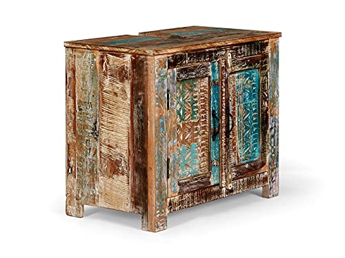 Woodkings Waschbeckenunterschrank Blue Lagoon | Farbiger Badschrank 70x61x40 cm aus Massivholz Mango | Stilvolles Design für das Badezimmer | Einzigartiger Badunterschrank aus Holz Woodkings Waschbeckenunterschrank Blue Lagoon | Farbiger Badschrank 70x61x40 cm aus Massivholz Mango | Stilvolles Design für das Badezimmer | Einzigartiger Badunterschrank aus Holz von Woodkings