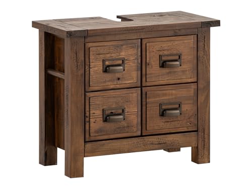 Woodkings Waschbeckenunterschrank Cancun | 70x61x35cm | Unterschrank Massivholz Pinie | Ideal für Badezimmer und Gäste-WC von Woodkings