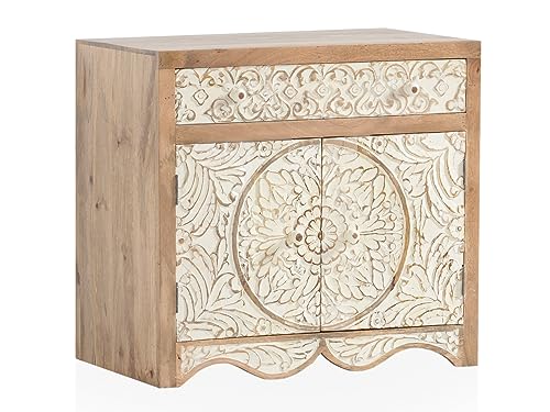 Woodkings Waschtisch Delhi I 80 cm breit | Massivholz aus Mango | Rustikal & Modern | Waschtischunterschrank für Aufsatzwaschbecken | Badezimmer Unterschrank aus Holz von Woodkings