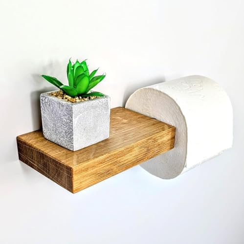 Woodkopf® Toilettenpapierhalter Leo aus Eiche - 27x10x3 cm - stilvolle Massivholz Toilettenpapierhalterung - handgefertigter WC Rollenhalter - WC & Badezimmer Zubehör - nachhaltiger Klopapierhalter von Woodkopf