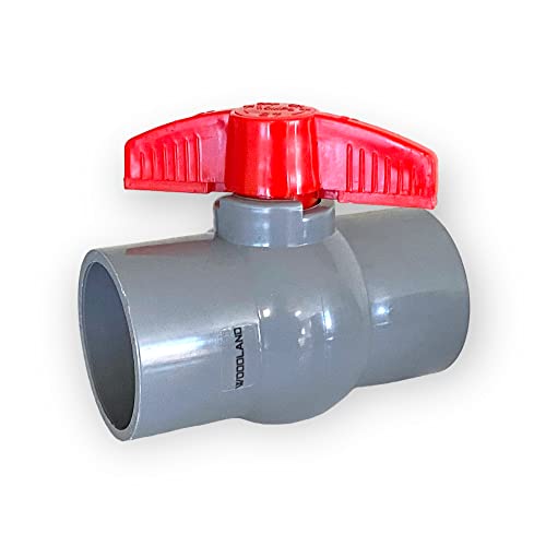 Woodland® Econo-Line Kugelhahn zum verkleben | Robuster Absperrschieber für Teichfilter, Pumpen- und Rohrsysteme | Poolschlauch Verbinder 32mm | PVC Rohr mit Absperrventil 6 Bar von Woodland