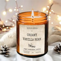 Handgefertigte Duftkerze Aus Hochwertigem Sojawachs - Creamy Vanilla Beans von WoodlandCandleShop