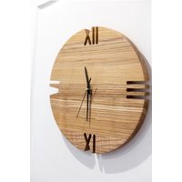 Moderne Wanduhr Aus Holz, Große Uhr 14 In, Einweihungsgeschenk, Für Küche, Kaminmantel von Woodlexx