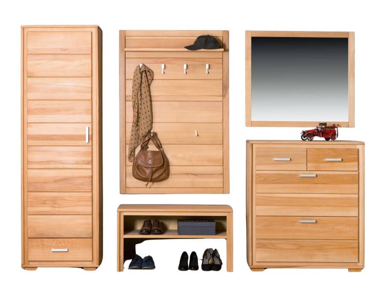 Garderoben Set Genf I-L Kernbuche Massivholz geölt 5-teilig von Woodline