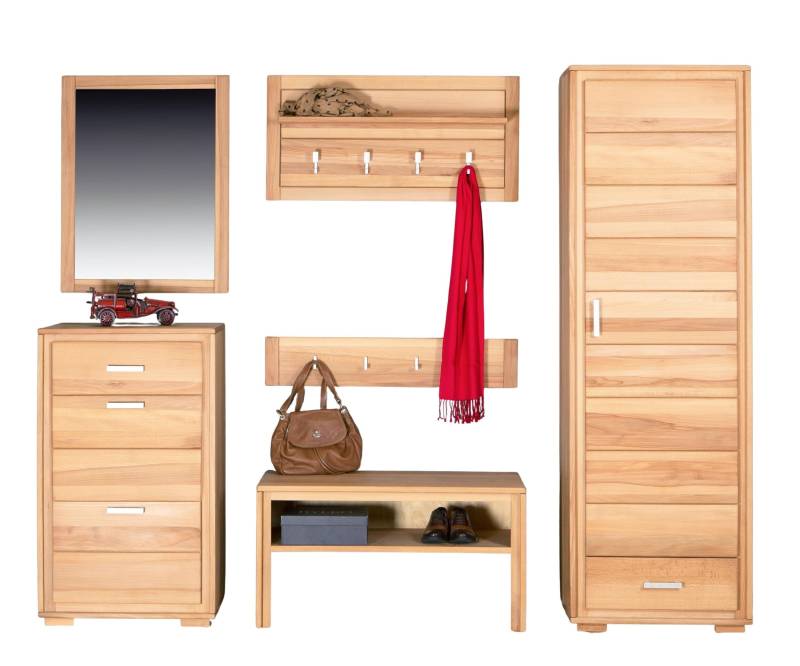 Garderoben Set Genf III Kernbuche Massivholz geölt 6-teilig von Woodline