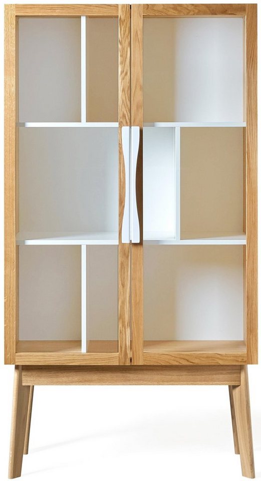 Woodman Bücherregal Hilla, Breite 88 cm, Türen mit Glaseinsätzen, Holzfurnier aus Eiche von Woodman