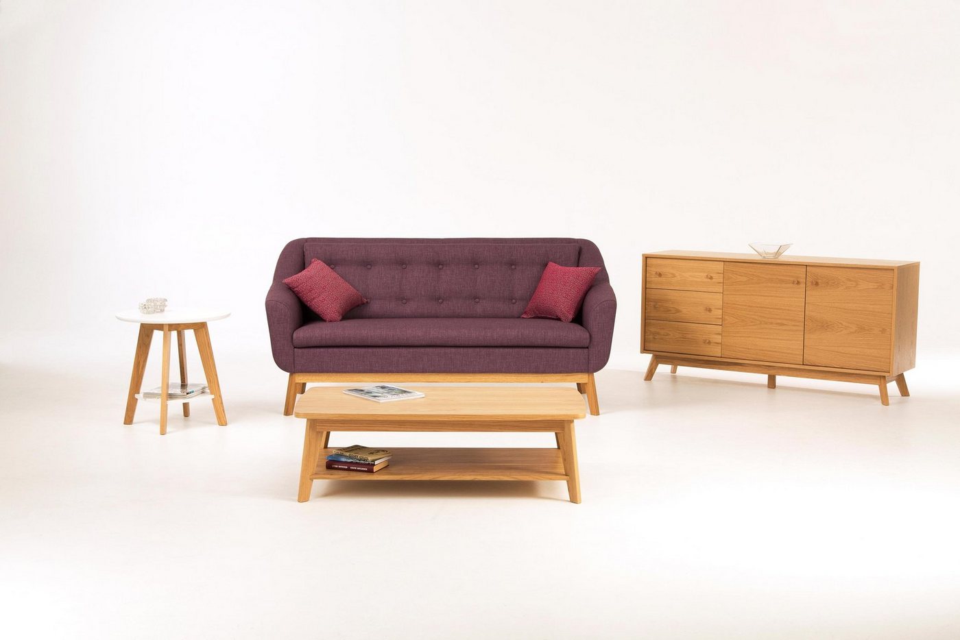 Woodman Couchtisch Bórgvin, Breite 115 cm, zeitloses Design, mit 1 Ablageboden, Holzfurnier Eiche von Woodman