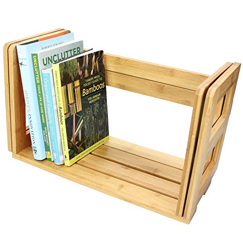 Woodquail Buch Rack Schreibtisch Erweiterbar Verstellbar Bücherregal, Aus Natürlichem Bambus (ohne Schubladen) von Woodquail