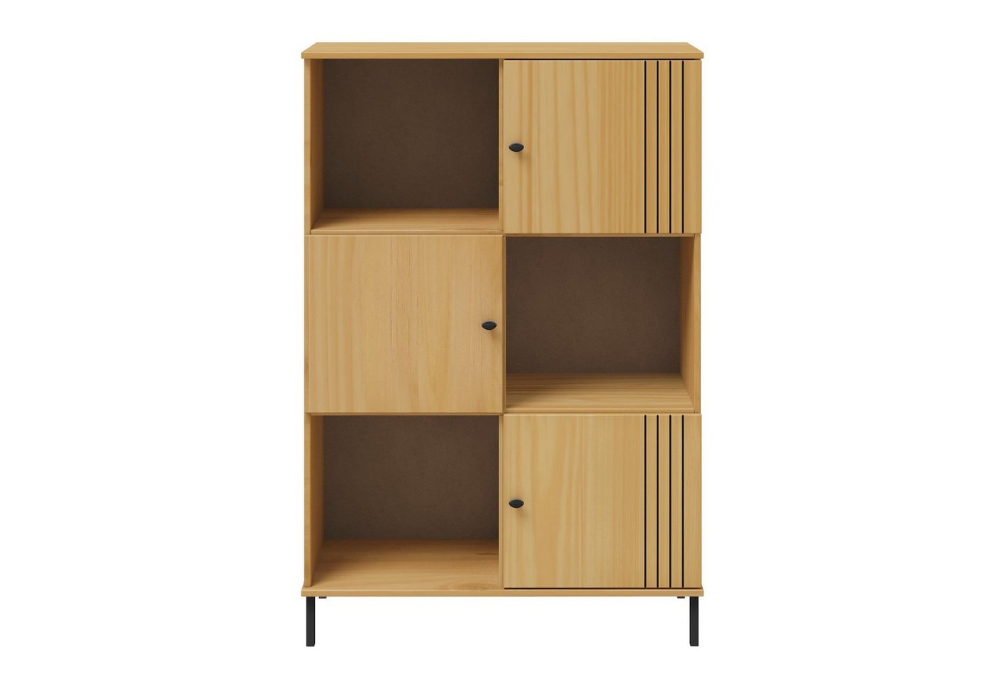 Woodroom Bücherregal Sevilla, Kiefer massiv eichefarbig lackiert, BxHxT 90x145x40 cm von Woodroom