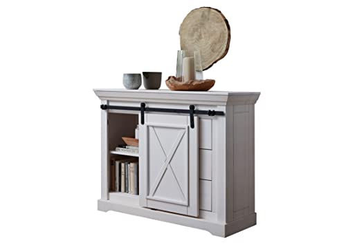 Woodroom Kommode Maribo in Kiefer massiv weiß (BxHxT 109x87x40 cm), Sideboard, Anrichte von Woodroom