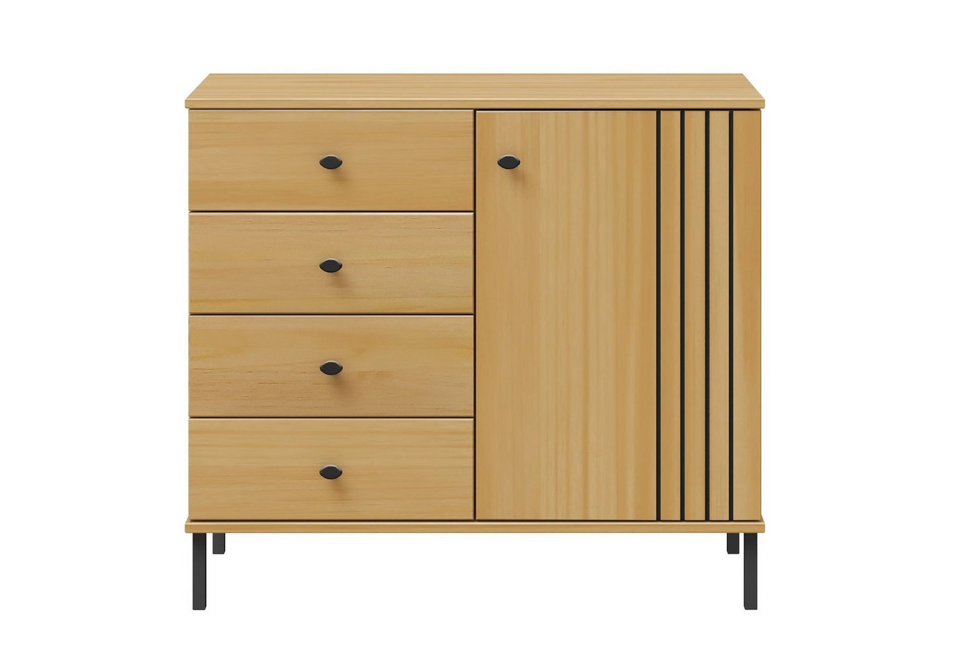 Woodroom Kommode Sevilla, Kiefer massiv eichefarbig lackiert, BxHxT 90x80x40 cm von Woodroom