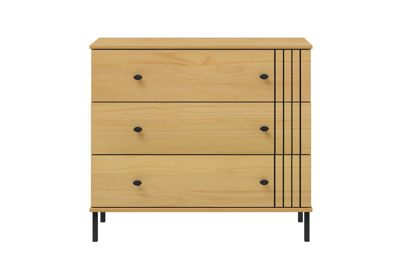 Woodroom Kommode Sevilla, Kiefer massiv eichefarbig lackiert, BxHxT 90x80x40 cm von Woodroom