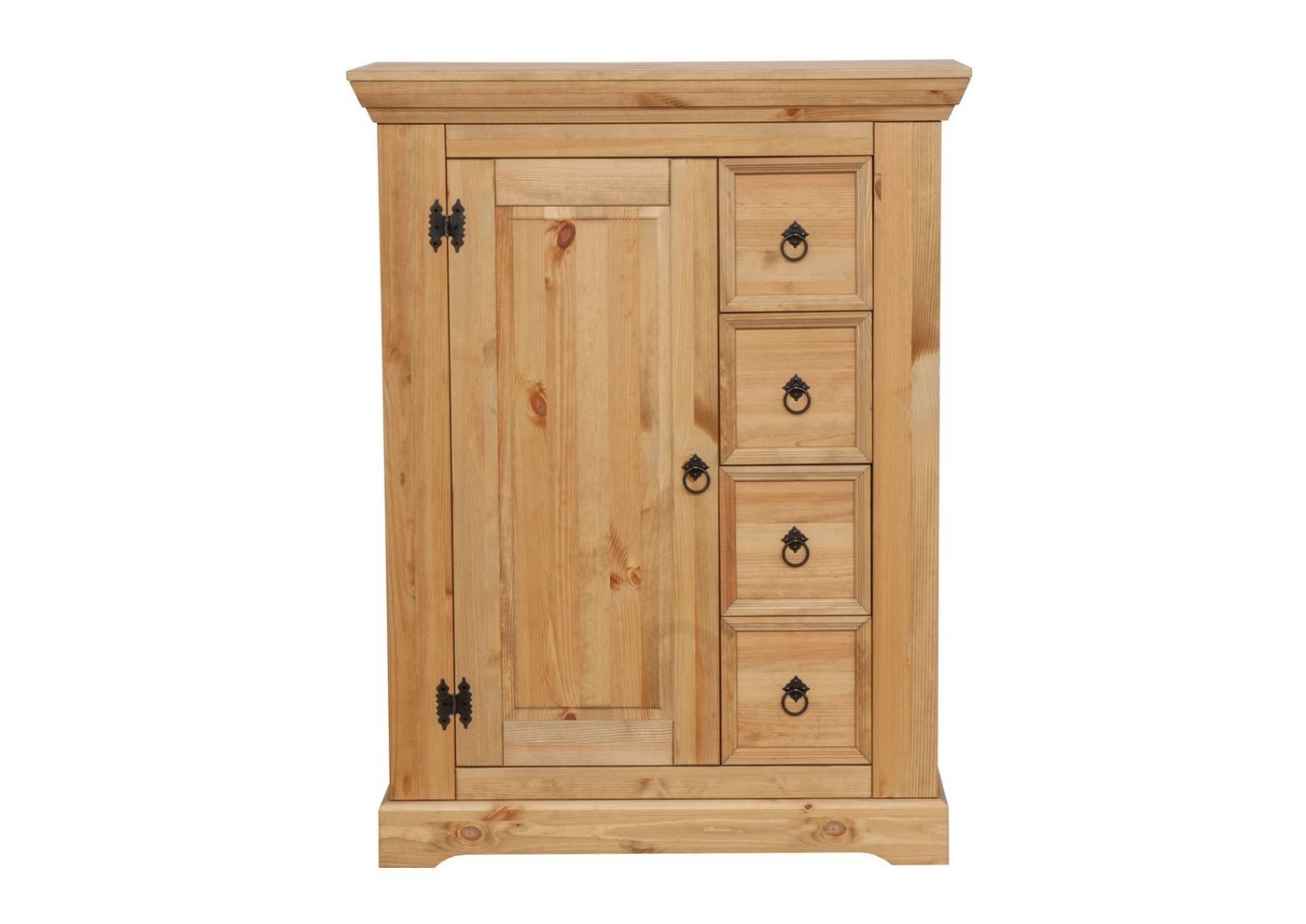 Woodroom Kommode Visby, Kiefer massiv eichefarbig gebeizt geölt, BxHxT 91x120x42 cm von Woodroom