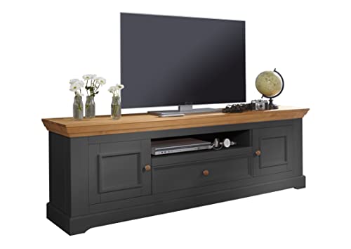 Woodroom Oslo TV-Schrank, Fernsehtisch, Lowboard, Holz, grau, für Fernseher bis zu 70 Zoll von Woodroom