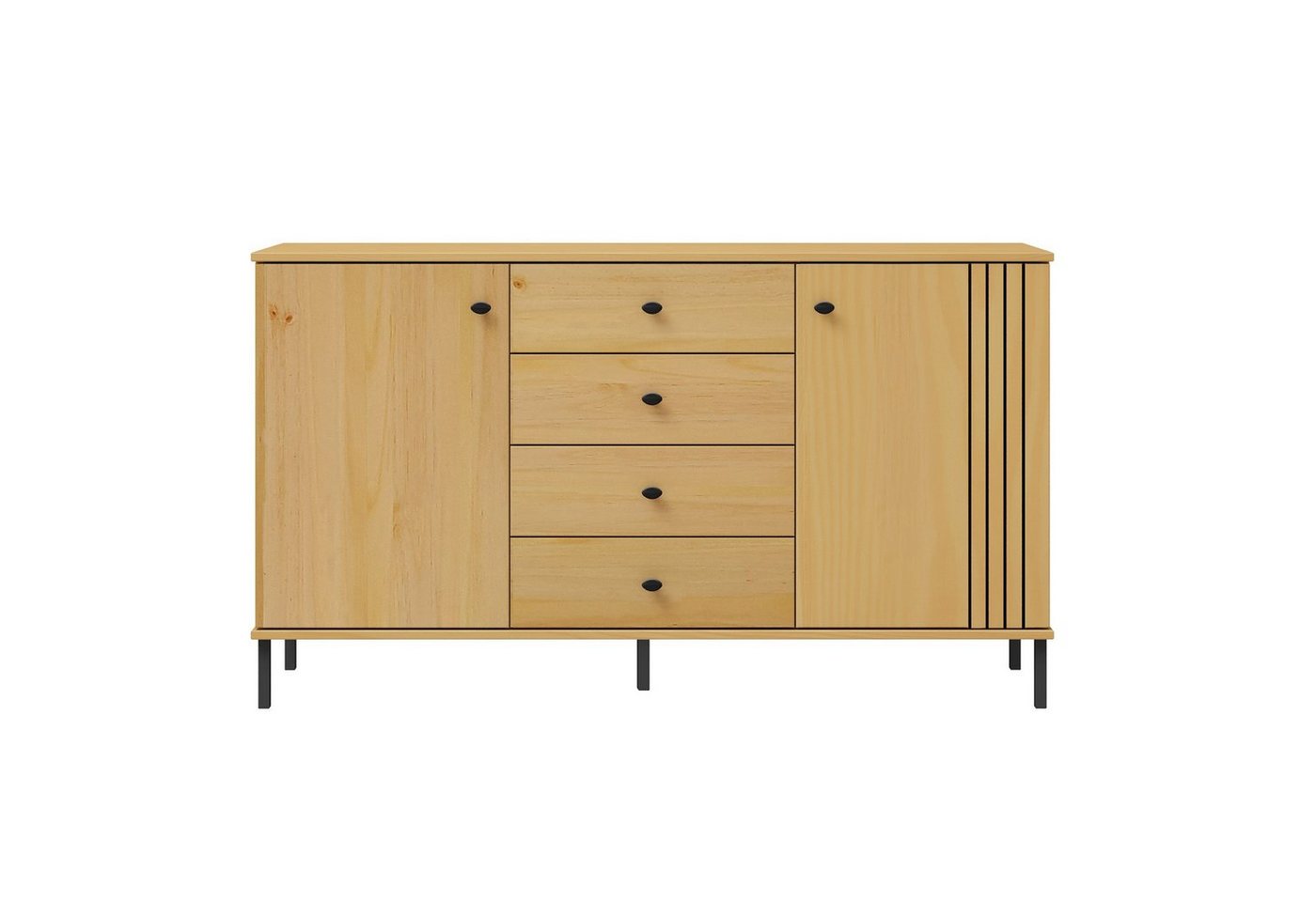 Woodroom Sideboard Sevilla, Kiefer massiv eichefarbig lackiert, BxHxT 140x80x40 cm von Woodroom