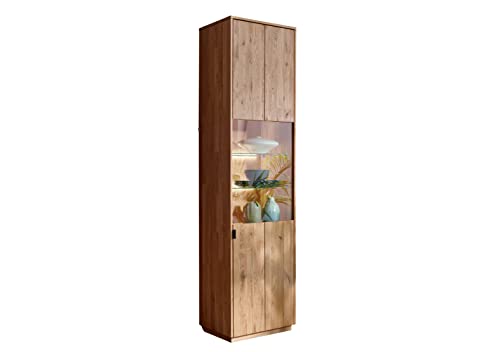 Woodroom Siona Vitrine, Eiche massiv geölt, BxHxT 50x200x40 cm von Woodroom