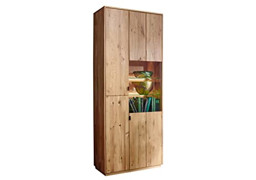 Woodroom Siona Vitrine, Eiche massiv geölt, BxHxT 80x200x40 cm von Woodroom