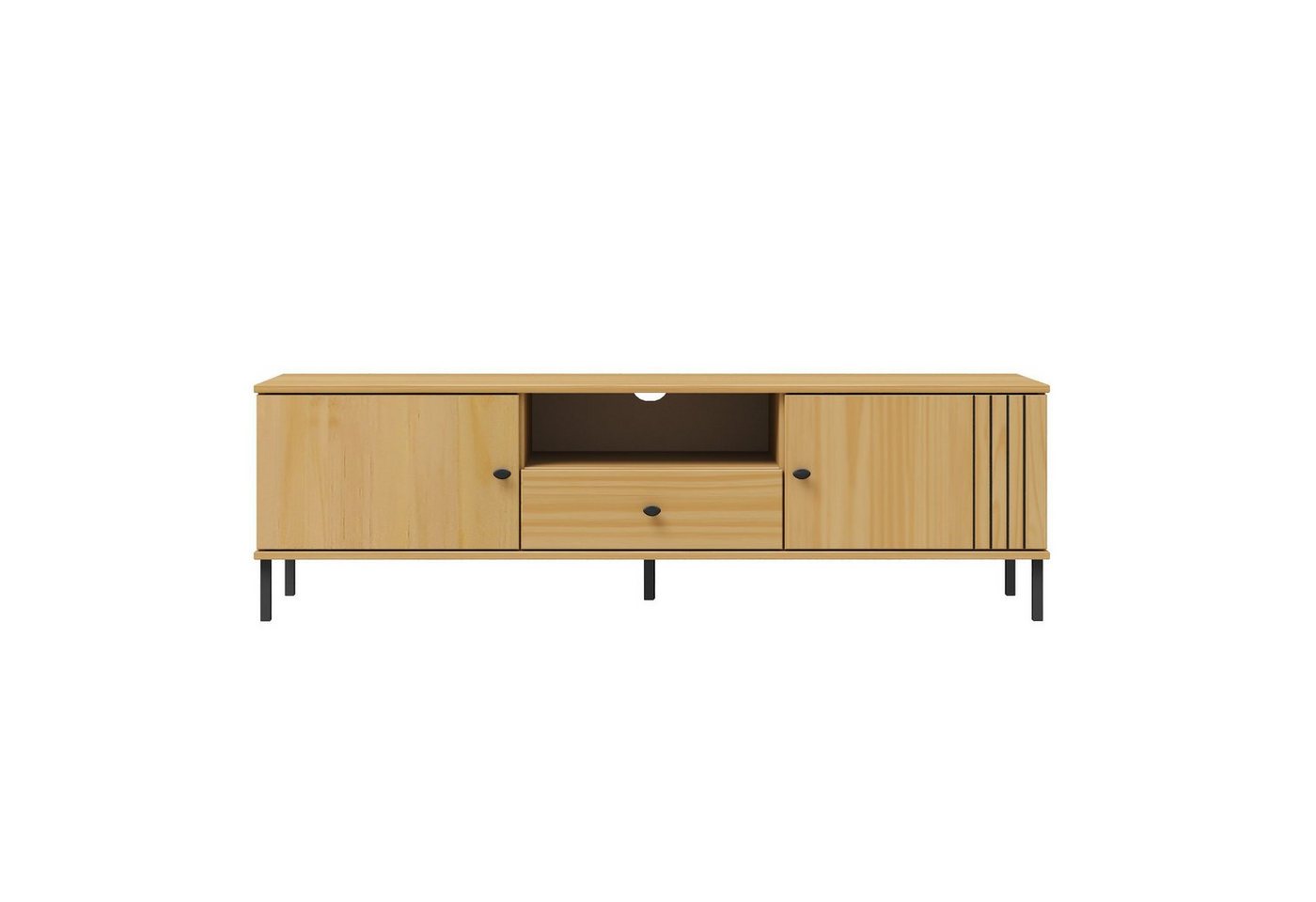 Woodroom TV-Board Sevilla, Kiefer massiv eichefarbig lackiert, BxHxT 158x47x40 cm von Woodroom